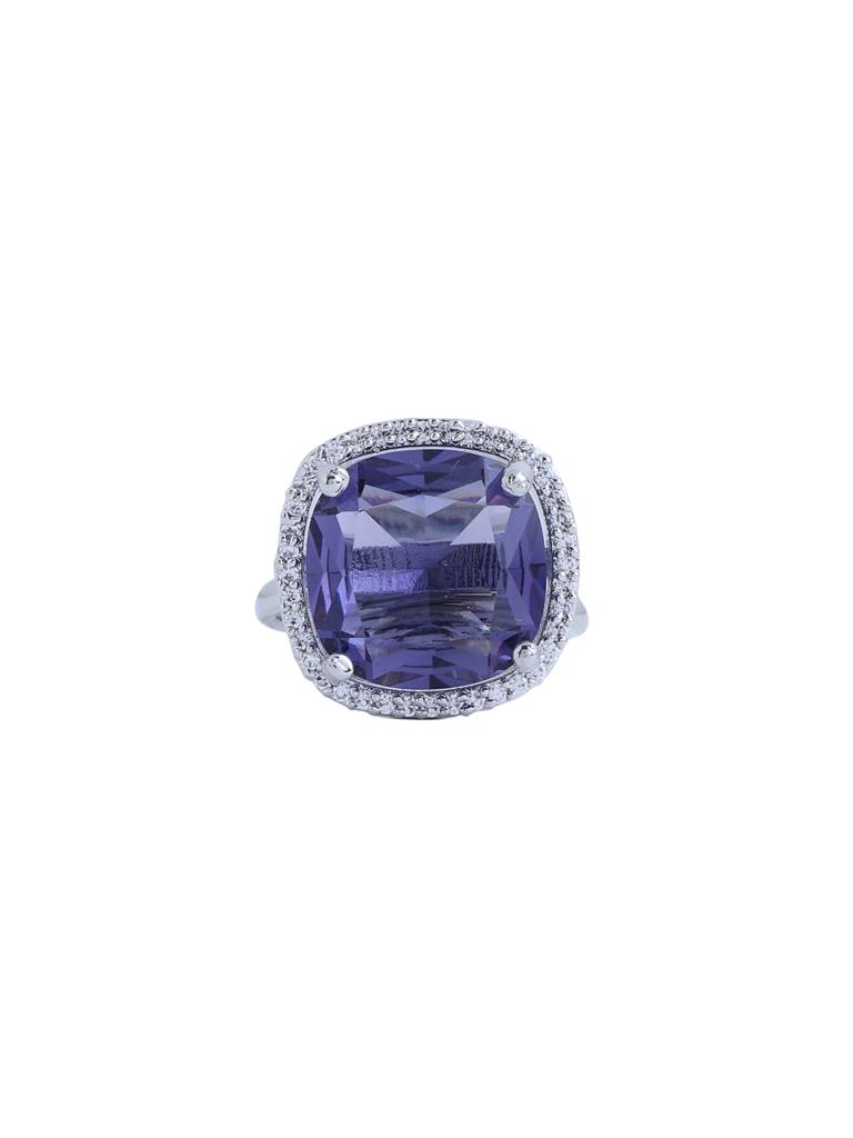 Silver Plated Purple Ad Studded Adjustable Ring : ABDR01