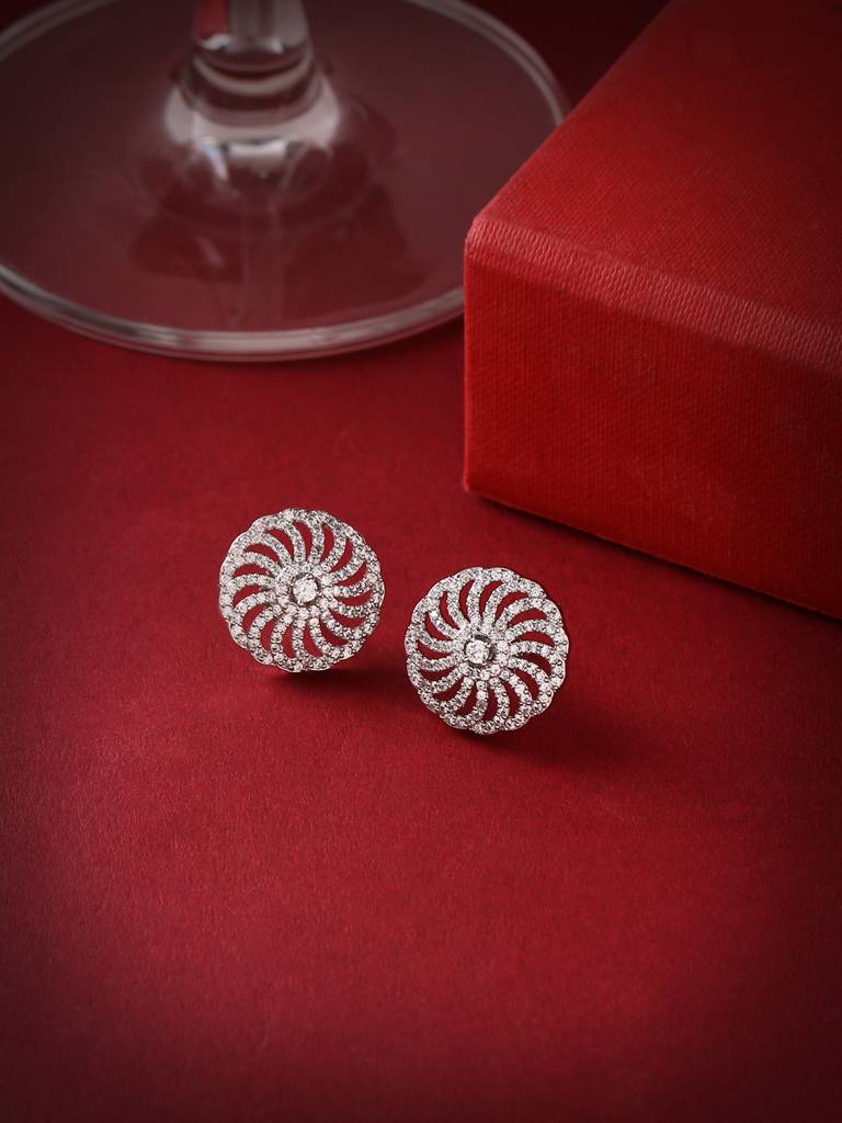 Silver Plated Handcrafted Ad Studded Round Studs : ABDWE08