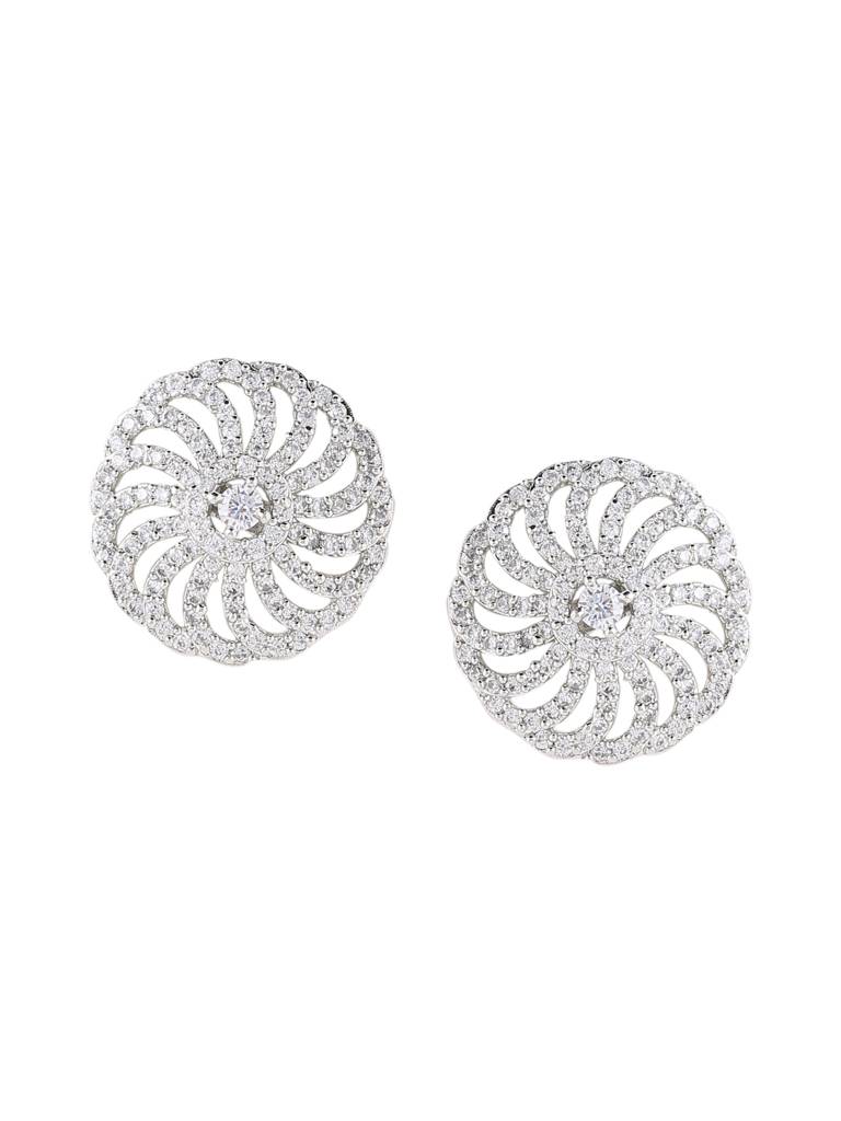 Silver Plated Handcrafted Ad Studded Round Studs : ABDWE08