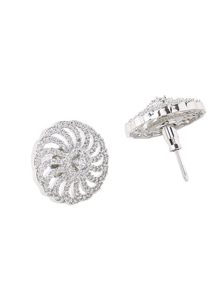 Silver Plated Handcrafted Ad Studded Round Studs : ABDWE08