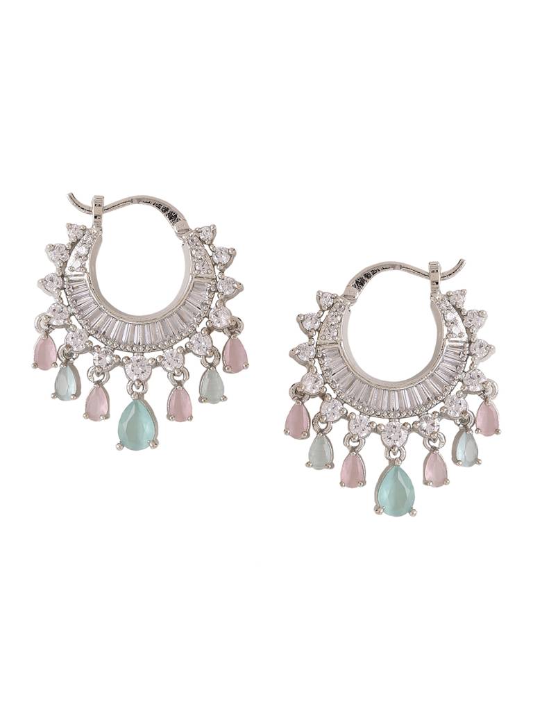 Silver Plated Ad Studded Hoop Earrings : ABDWE15