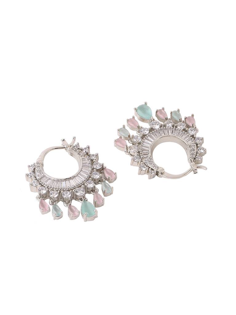 Silver Plated Ad Studded Hoop Earrings : ABDWE15