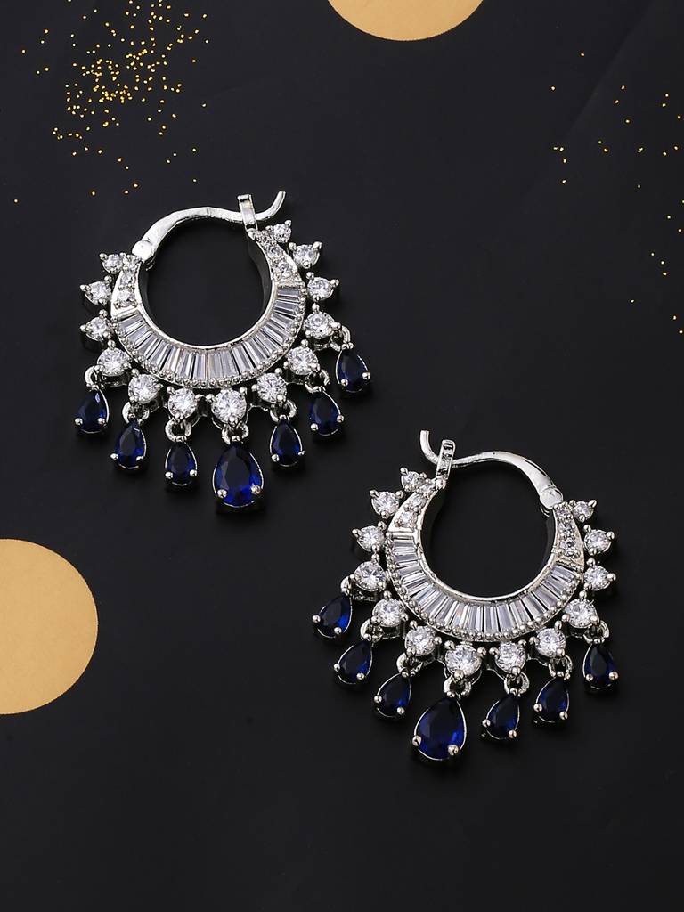 Silver Plated Ad Studded Hoop Earrings : ABDWE16