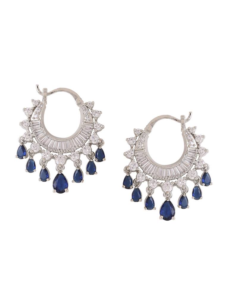 Silver Plated Ad Studded Hoop Earrings : ABDWE16