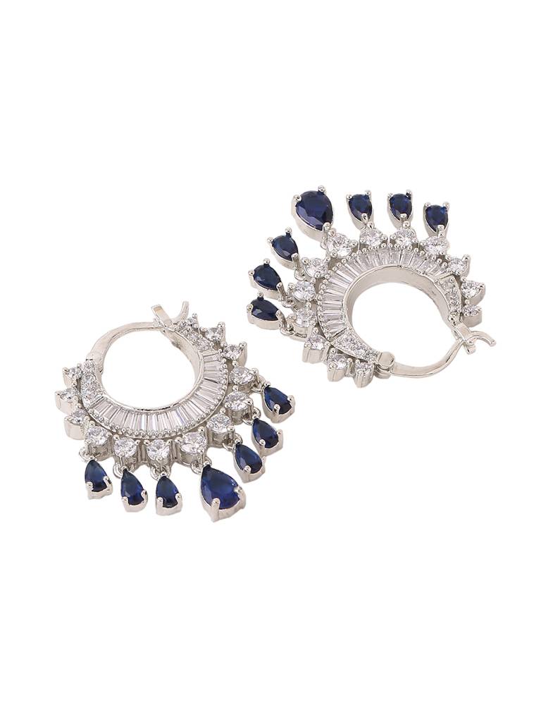 Silver Plated Ad Studded Hoop Earrings : ABDWE16
