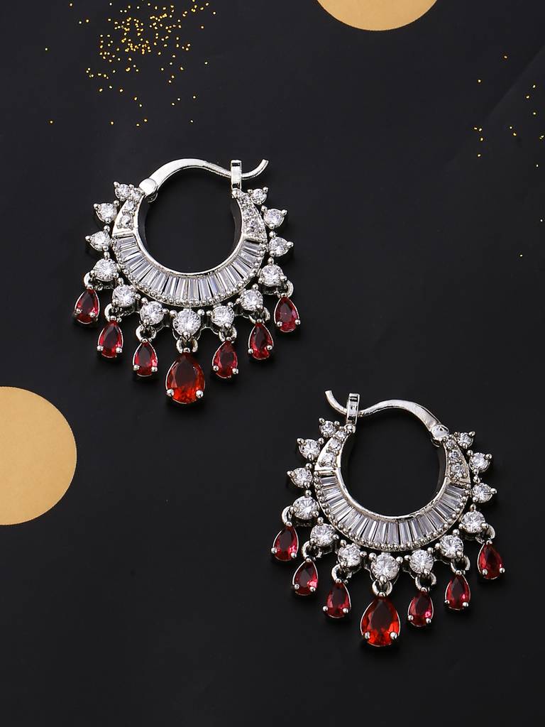 Silver Plated Ad Studded Hoop Earrings : ABDWE17