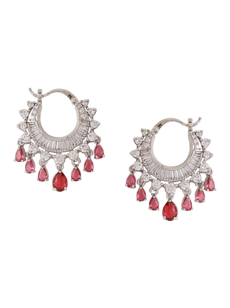 Silver Plated Ad Studded Hoop Earrings : ABDWE17