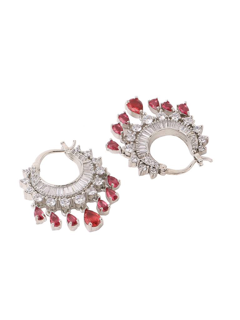 Silver Plated Ad Studded Hoop Earrings : ABDWE17