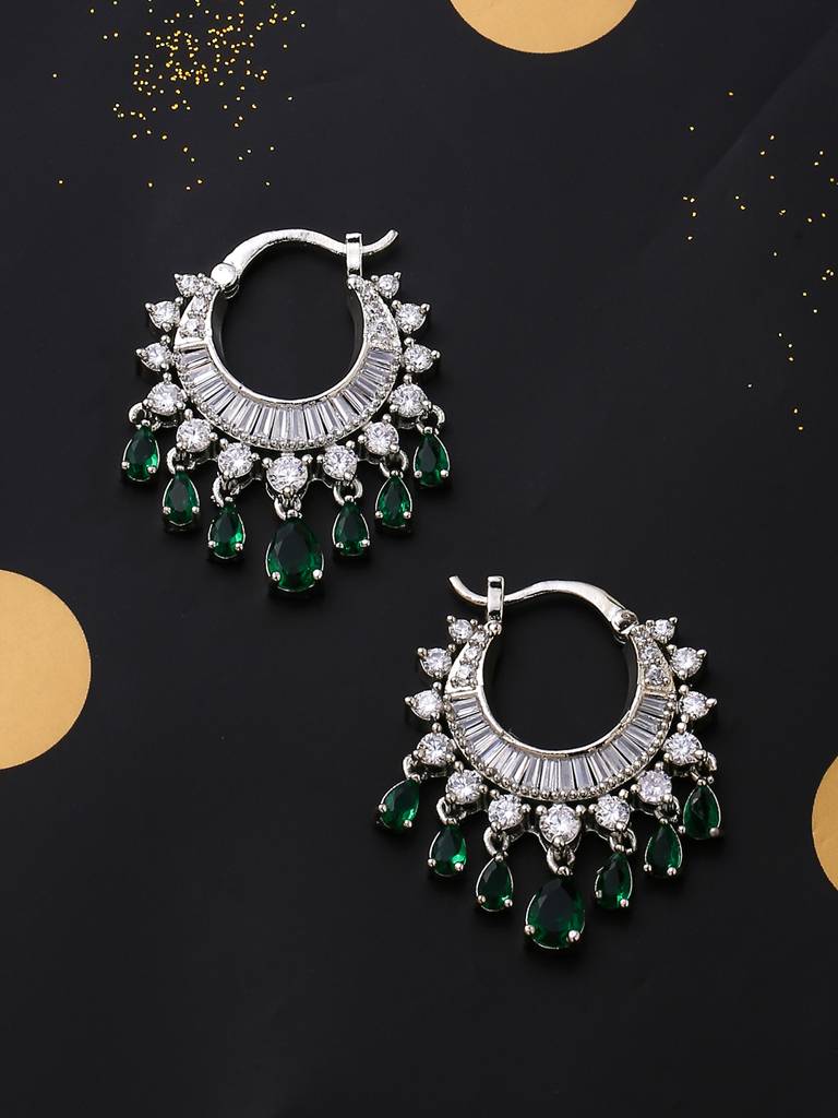 Silver Plated Ad Studded Hoop Earrings : ABDWE18