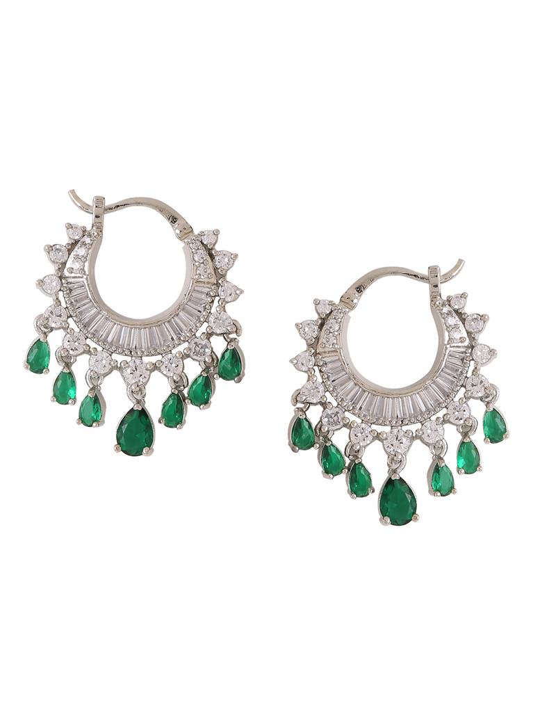 Silver Plated Ad Studded Hoop Earrings : ABDWE18