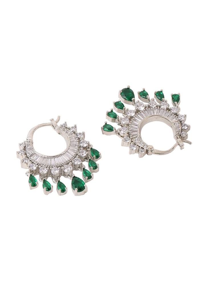 Silver Plated Ad Studded Hoop Earrings : ABDWE18