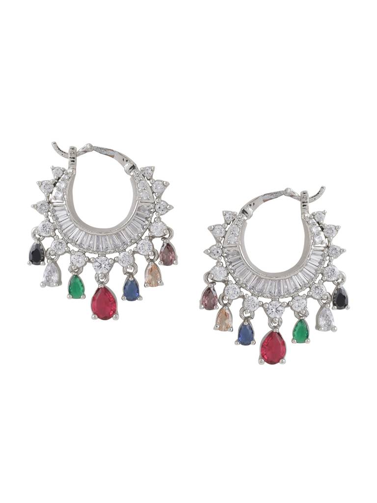 Silver Plated Ad Studded Hoop Earrings : ABDWE19