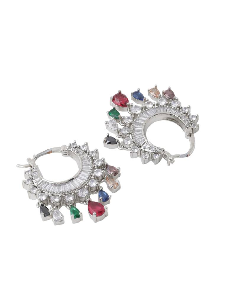 Silver Plated Ad Studded Hoop Earrings : ABDWE19
