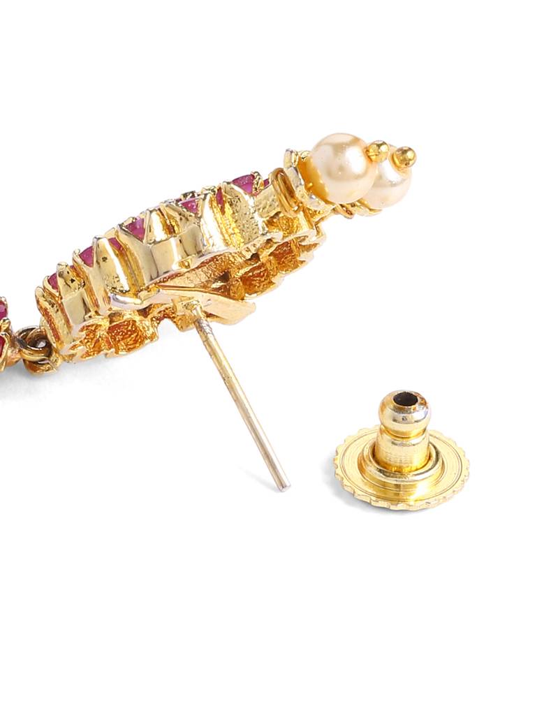 Gold Toned & Pink Stone-Studded Jewellery Set : ABGDJS12