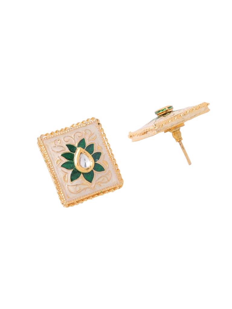 18K Gold Plated Green Handcrafted Kundan Studded Meenakari Choker Set : ABMJJS09