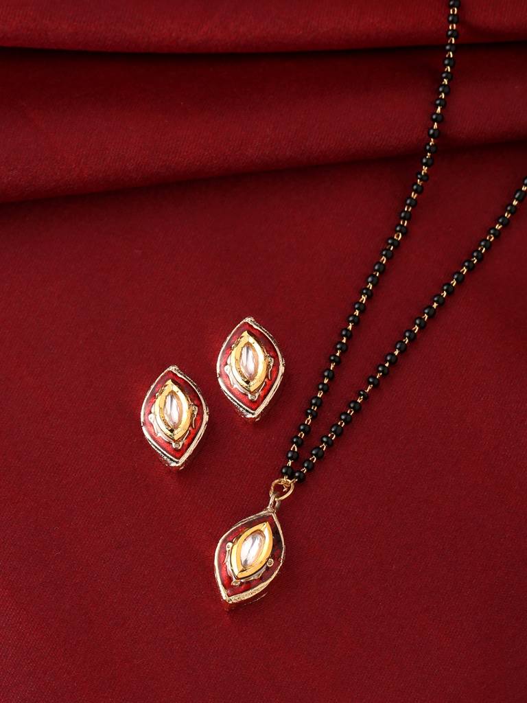 18K Gold Plated Red Meenakari Handcrafted Mangalsutra Set : ABMJMS03