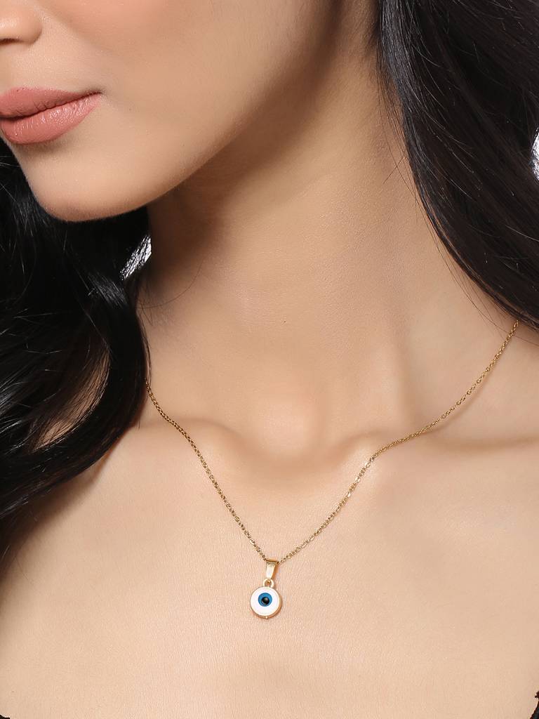 White Evil Eye Necklace : ABOAN02