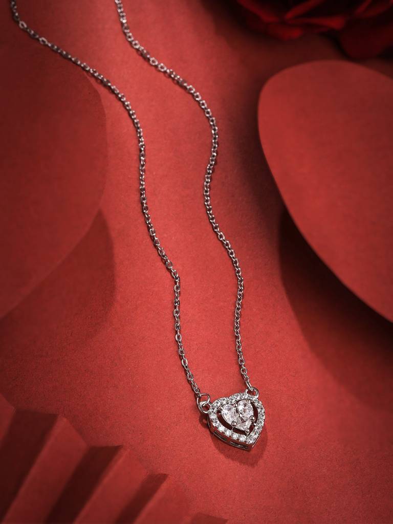 Heart Shaped Silver Plated Necklace : ABOAN04