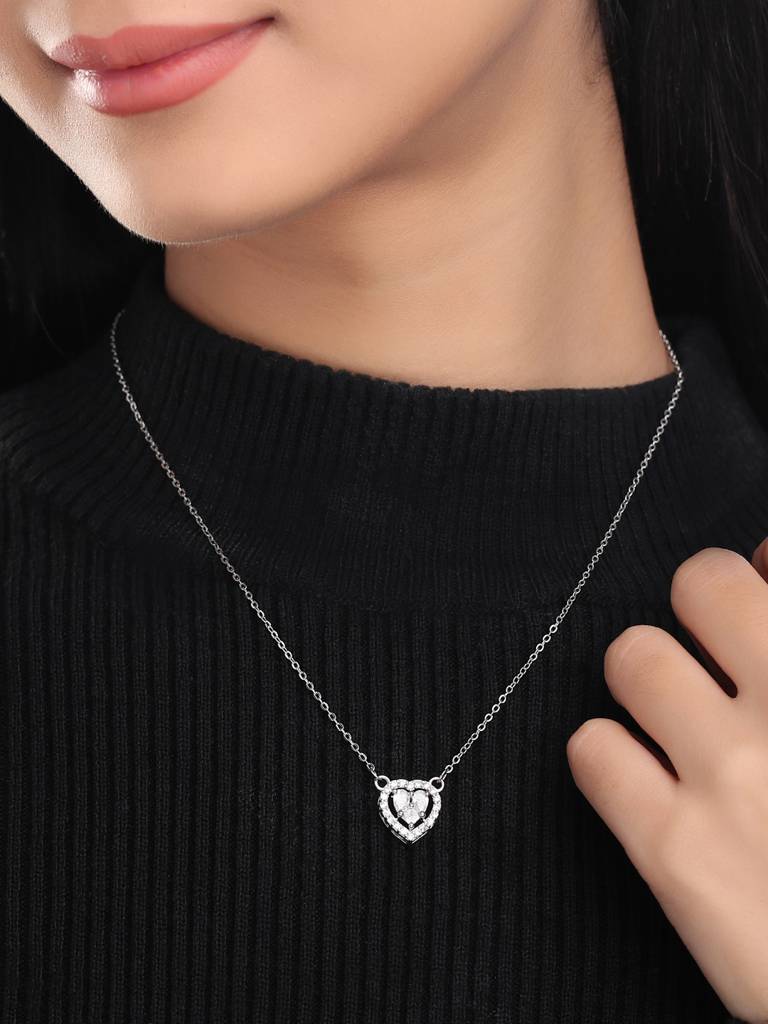 Heart Shaped Silver Plated Necklace : ABOAN04