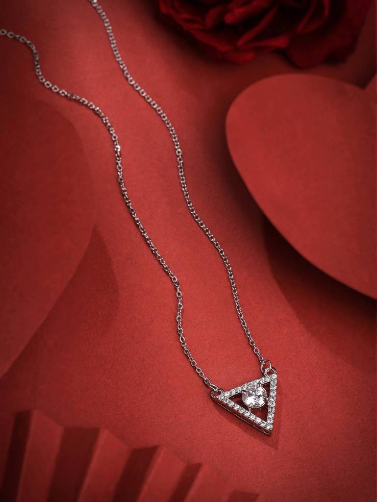 Triangular Shaped Silver Plated Necklace : ABOAN06
