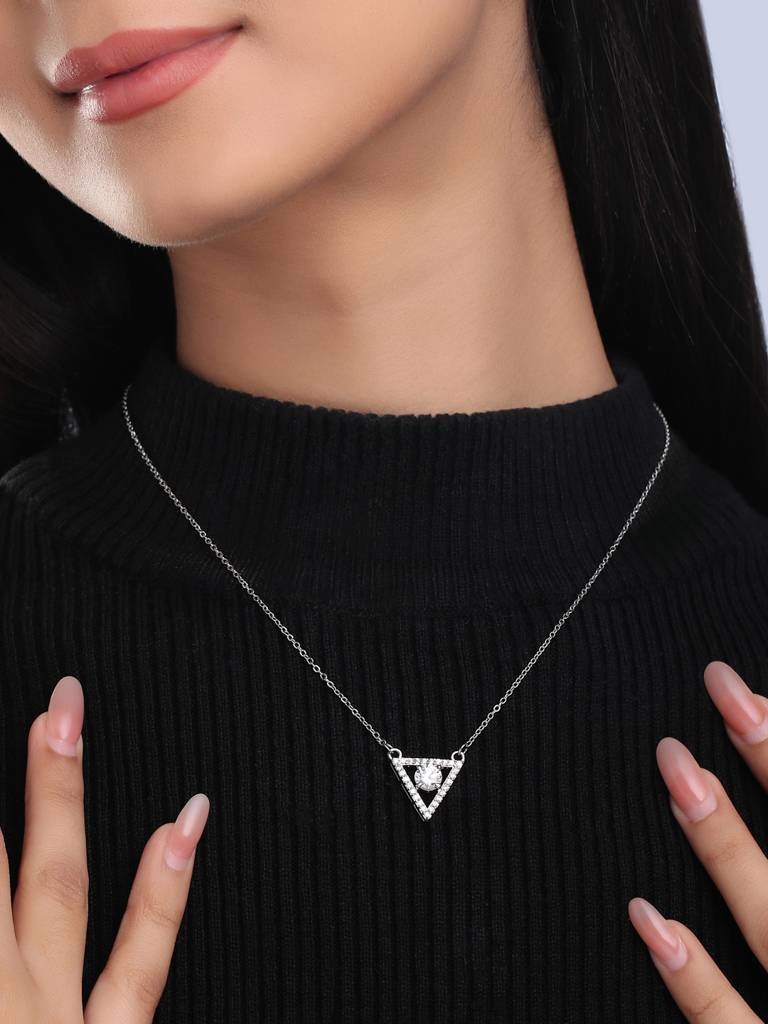 Triangular Shaped Silver Plated Necklace : ABOAN06