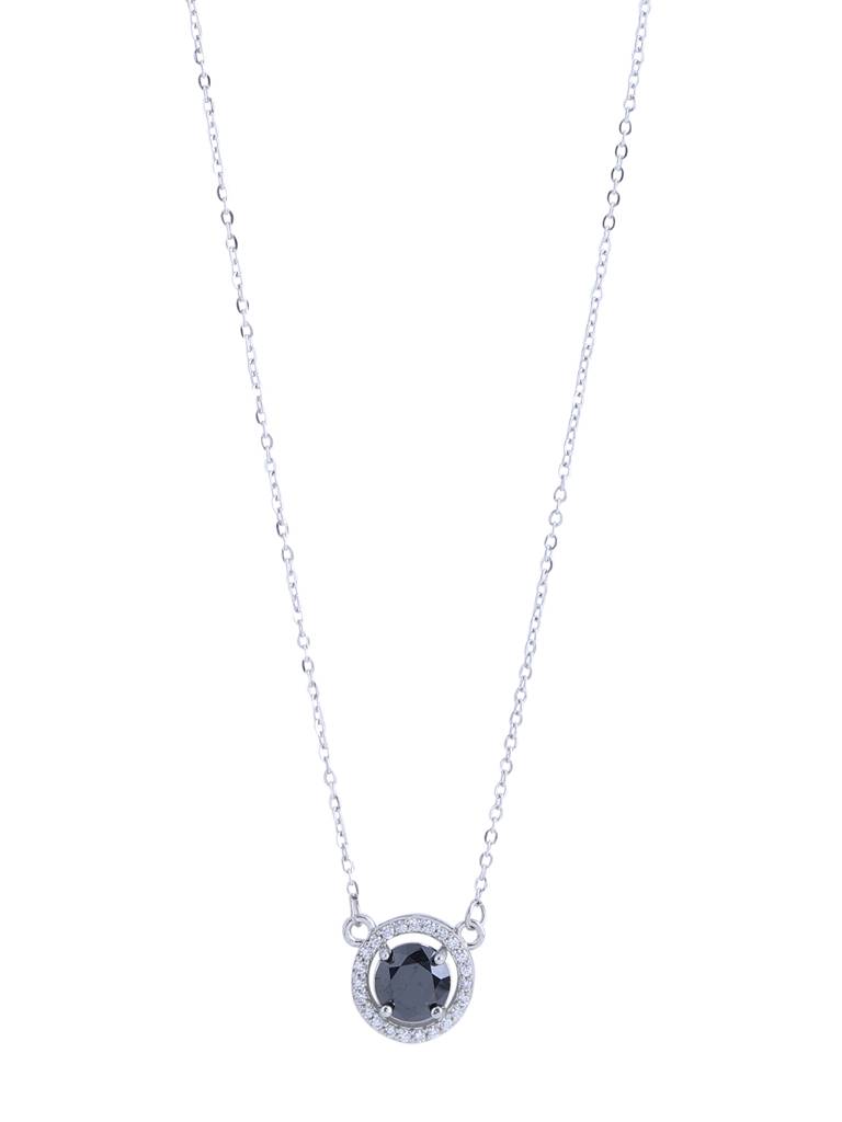 Grey Circular Silver Plated Necklace : ABOAN07