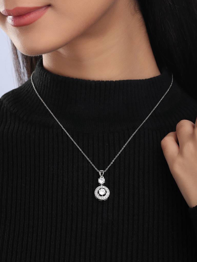 Circular Silver Plated Necklace : ABOAN08