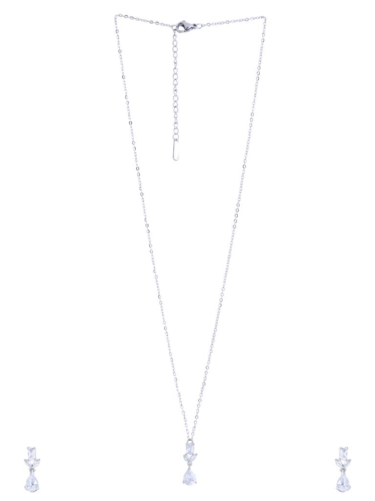 Silver Plated American Diamond Studded Pendant Set : ABOAPS02