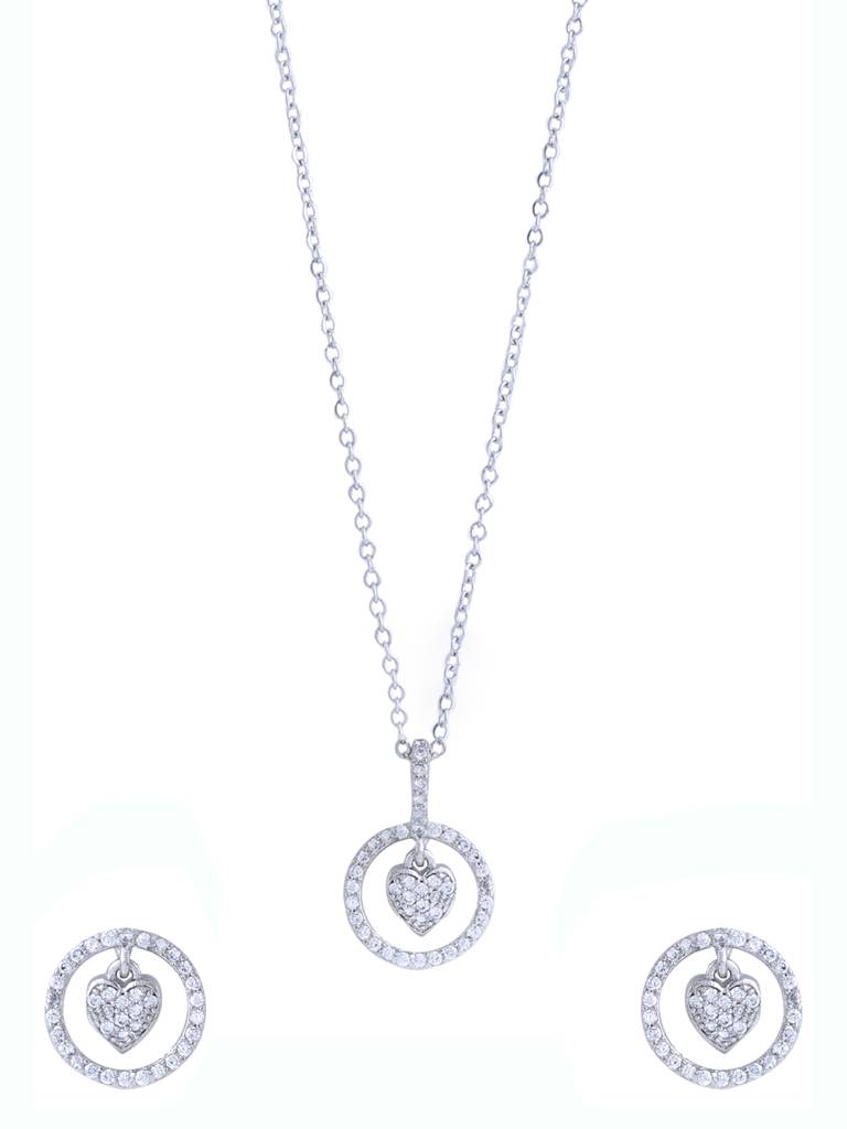 Silver Plated Heart Shaped Pendant Set : ABOAPS03