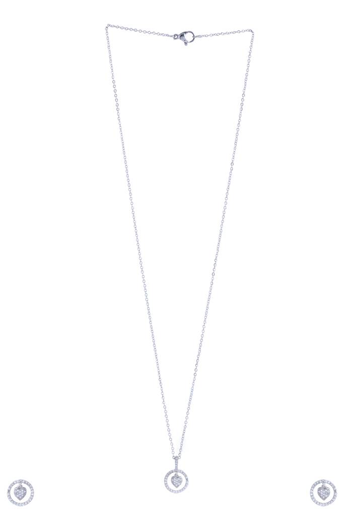 Silver Plated Heart Shaped Pendant Set : ABOAPS03
