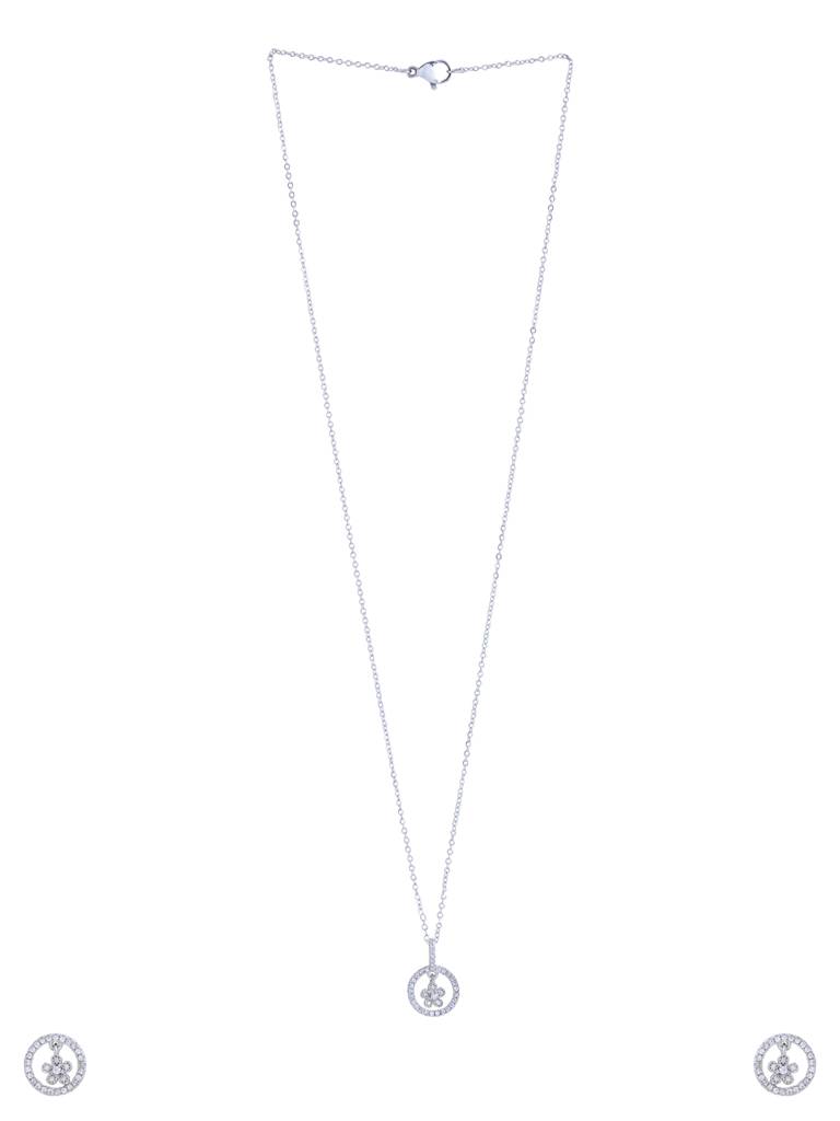 Silver Plated Flower Shaped Pendant Set : ABOAPS04