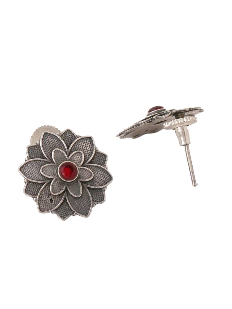 Silver Plated Oxidised Floral Studs : ABOSE02