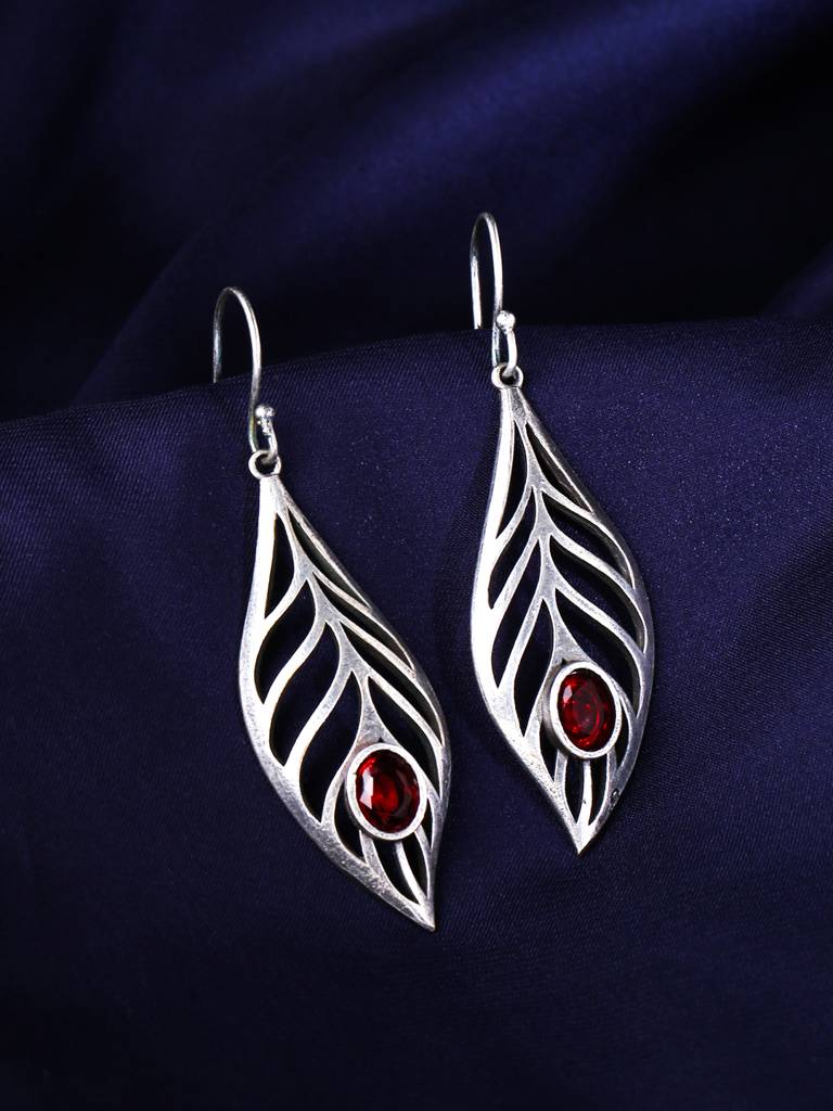 Silver Plated Oxidised Leaf Shaped Earrings : ABOSE13