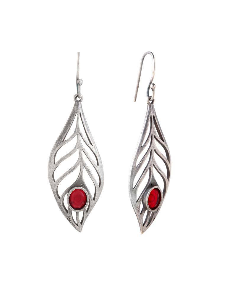 Silver Plated Oxidised Leaf Shaped Earrings : ABOSE13