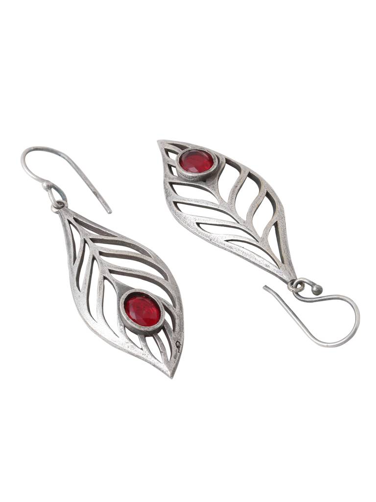 Silver Plated Oxidised Leaf Shaped Earrings : ABOSE13