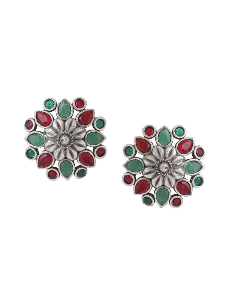 Silver Plated Oxidised Multicolor Studs : ABOSE15