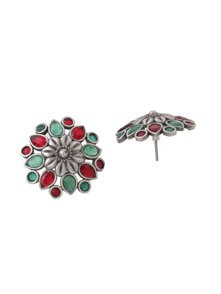 Silver Plated Oxidised Multicolor Studs : ABOSE15