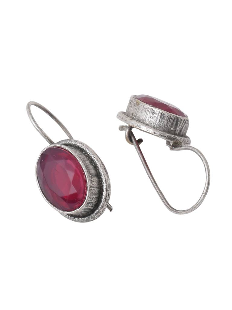 Silver Plated Oxidised Red Oval Studs : ABOSE22