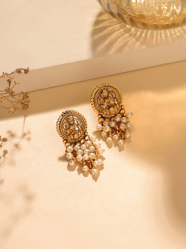 Gold Plated Temple Earrings : ABPKE01