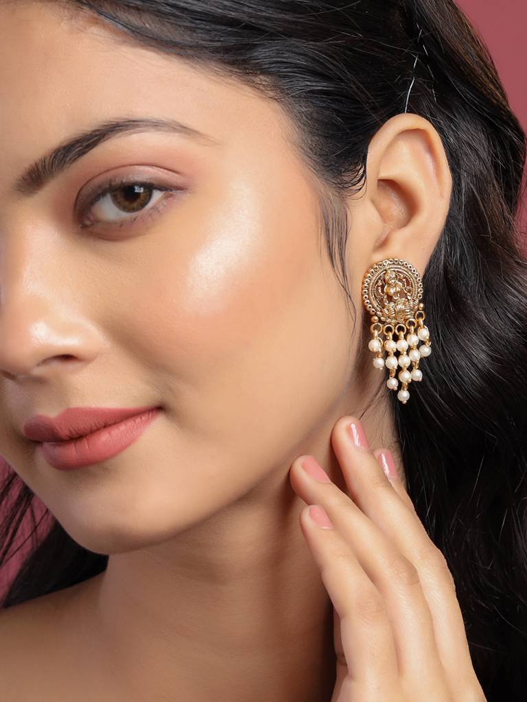 Gold Plated Temple Earrings : ABPKE01