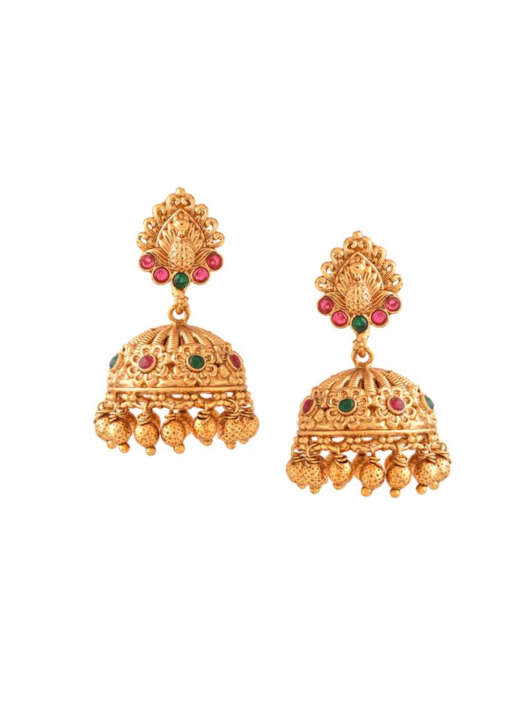 Gold Plated Antique Finish Jhumkas : ABPKE104
