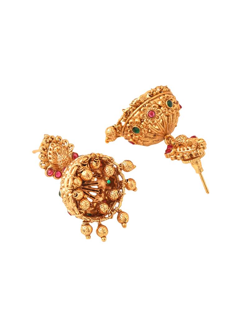 Gold Plated Antique Finish Jhumkas : ABPKE104