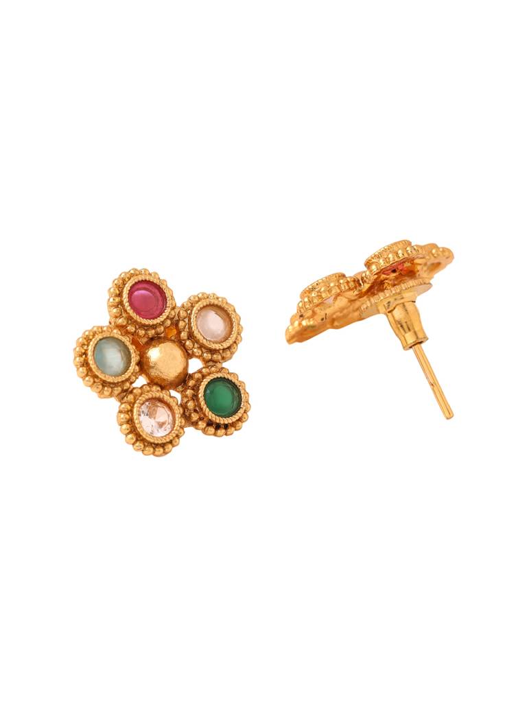 Gold Plated Multicolored Stone Circular Shaped Jewellery Set : ABPKJS01