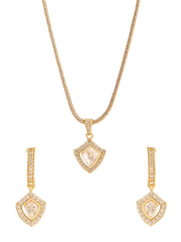 Gold Plated Kundan Pendant Set For Women : ABPKPS01