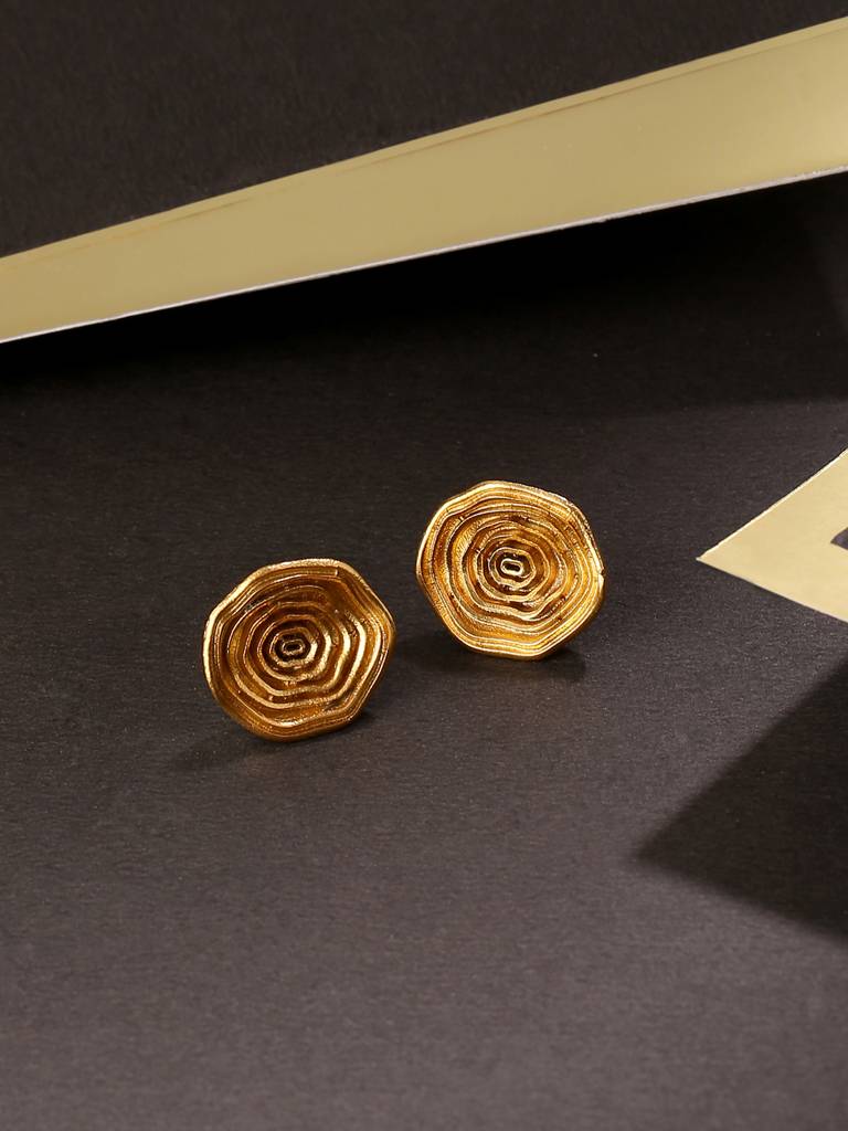 Handcrafted 18K Gold Plated Matt Finish Contemporary Studs : ABRKE01