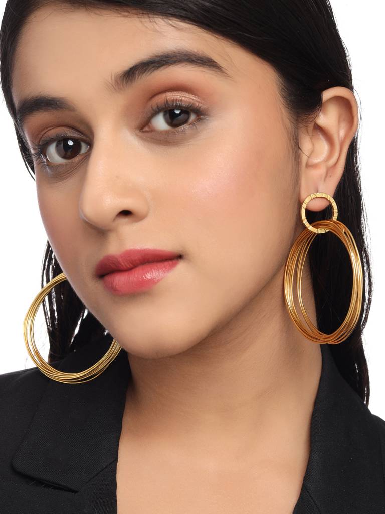 Handcrafted 18K Gold Plated Streak Hoops : ABRKE04