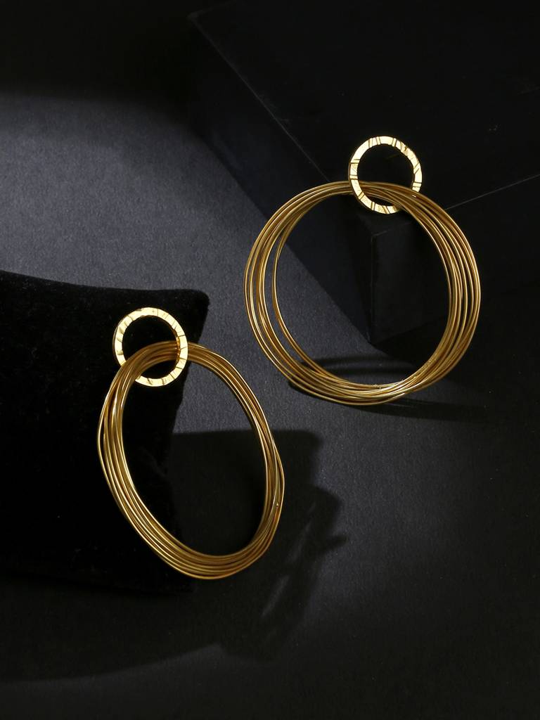 Handcrafted 18K Gold Plated Streak Hoops : ABRKE04