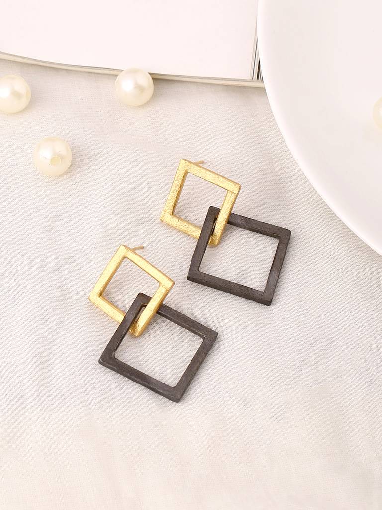 Handcrafted 18K Gold Plated Double Tone Danglers : ABRKE05