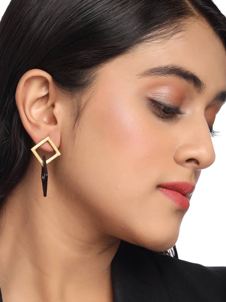 Handcrafted 18K Gold Plated Double Tone Danglers : ABRKE05
