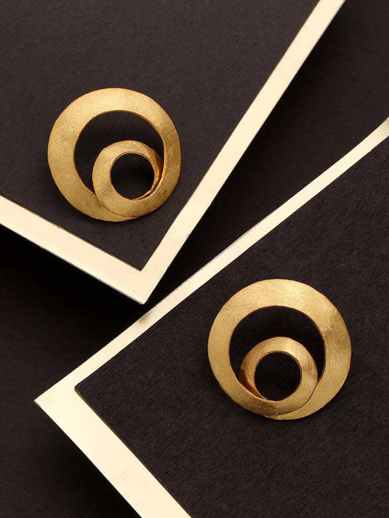Handcrafted 18K Gold Plated Matte Spin Earrings : ABRKE08